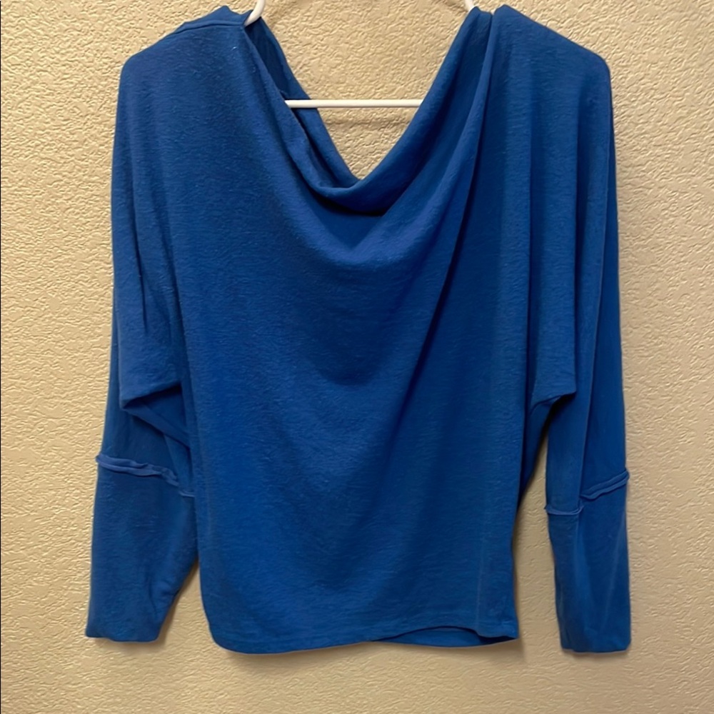 We The Free Blue Draped Off The Shoulder Top